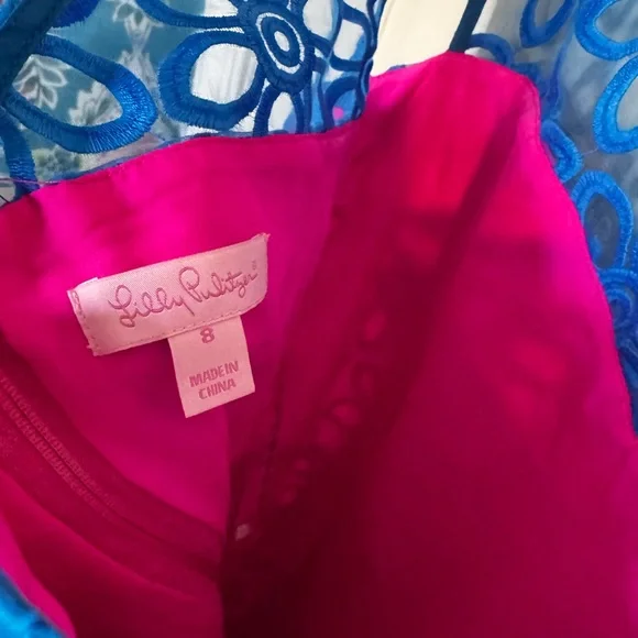 Lilly Pulitzer Selena Royce Blue Daisy Floral Eyelet Dress size 8 - Picture 6 of 6